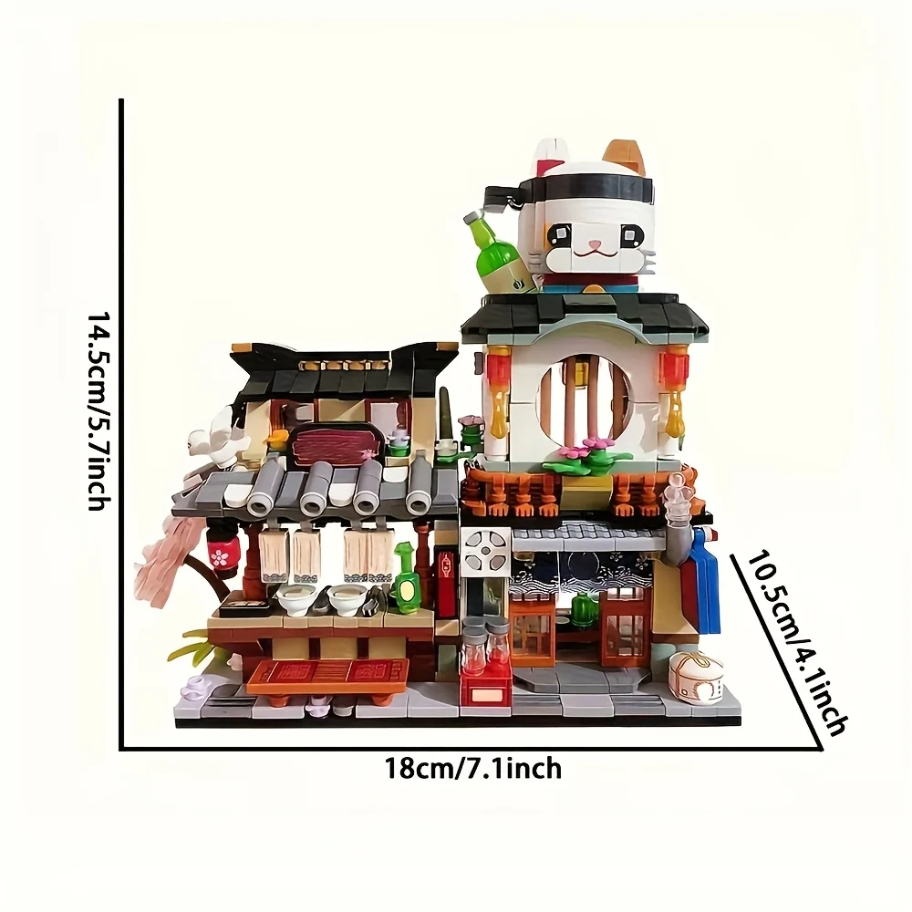 บล็อกตัวต่อสร้างแบบจำลองบ้านถนนอิซากายะสุดสร้างสรรค์ ชุดตัวต่อ MOC DIY ขนาดเล็ก ประกอบเองได้ มากกว่า 300 ชิ้น เหมาะสำหรับเป็นของขวัญ