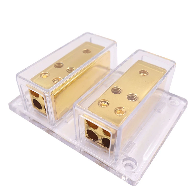 

Power Distribution Block 2x4GA(IN) -8x8GA (OUT), 8 Ways Car Audio Splitter Amp Distribution Connecting Block, Gold Plated