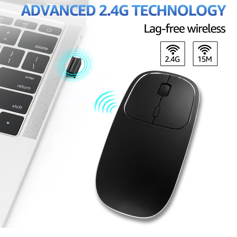 Mouse Bluetooth silenzioso portatile Mouse wireless regolabile USB 2.4G Mouse da gioco ricaricabile ad alta precisione ergonomico per laptop