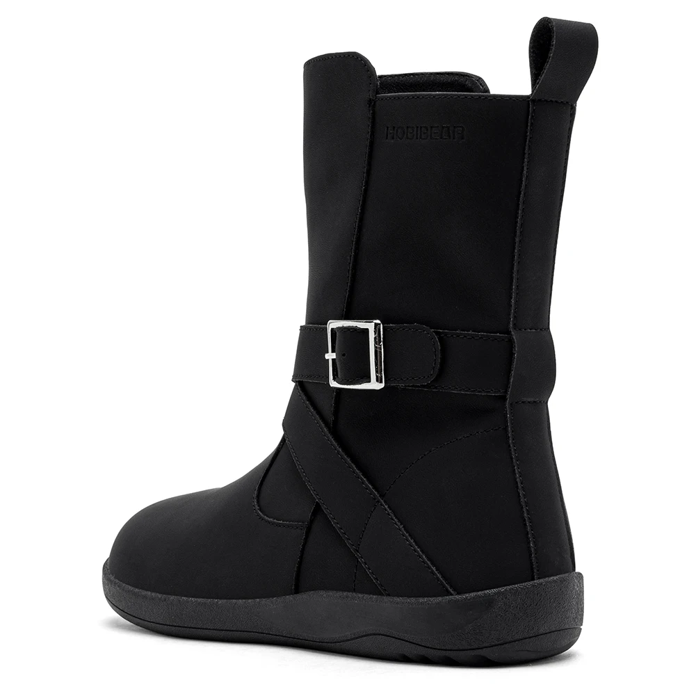 HOBIBEAR Weit geschnittene Barfußstiefel für Damen, Kunstleder, mittelhohe Knöchelstiefel, Zero Drop, seitlicher Reißverschluss, leichte Wanderschuhe – Detail 15