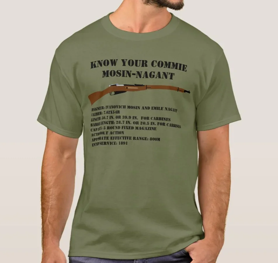 

WWII Soviet Famous Mosin Nagant Rifle T-Shirt 100% Cotton O-Neck Summer Short Sleeve Casual Mens T-shirt Size S-3XL