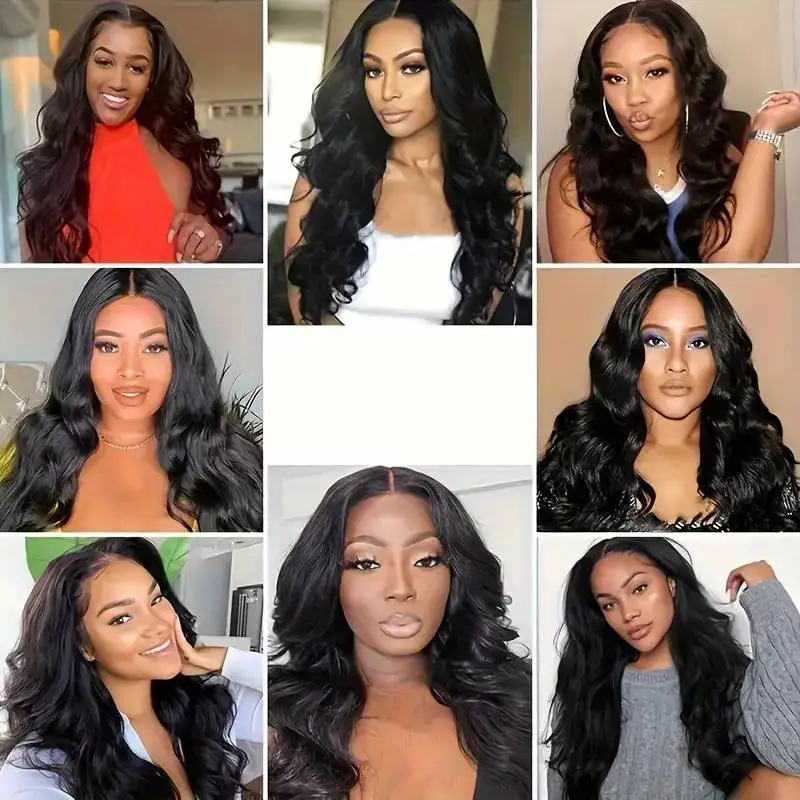 18インチボディウェーブV字型分け目ウィッグ 女性用 ブラジリアンヘア 3x1 ナチュラルブラック人毛ウィッグ 220密度 機械製V字型ウィッグ