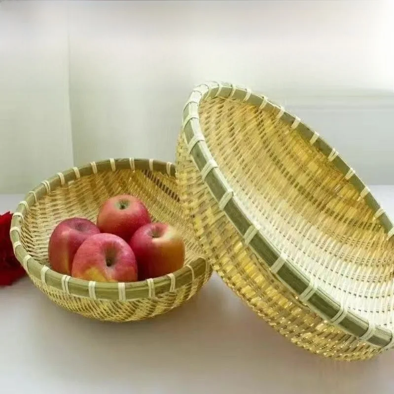 Bamboo Woven Basket Rice Washing Vegetable Draining Steamed Bun Storage Basket Small Cereals Strainer Fruit Basket Household ...