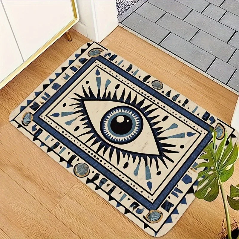 1pc Evil Eye Area Door Mat Tribal Style Rugs Floor Mat for Doormat Entrance Bedroom Polyester Floor Mat Retro Home Decoration