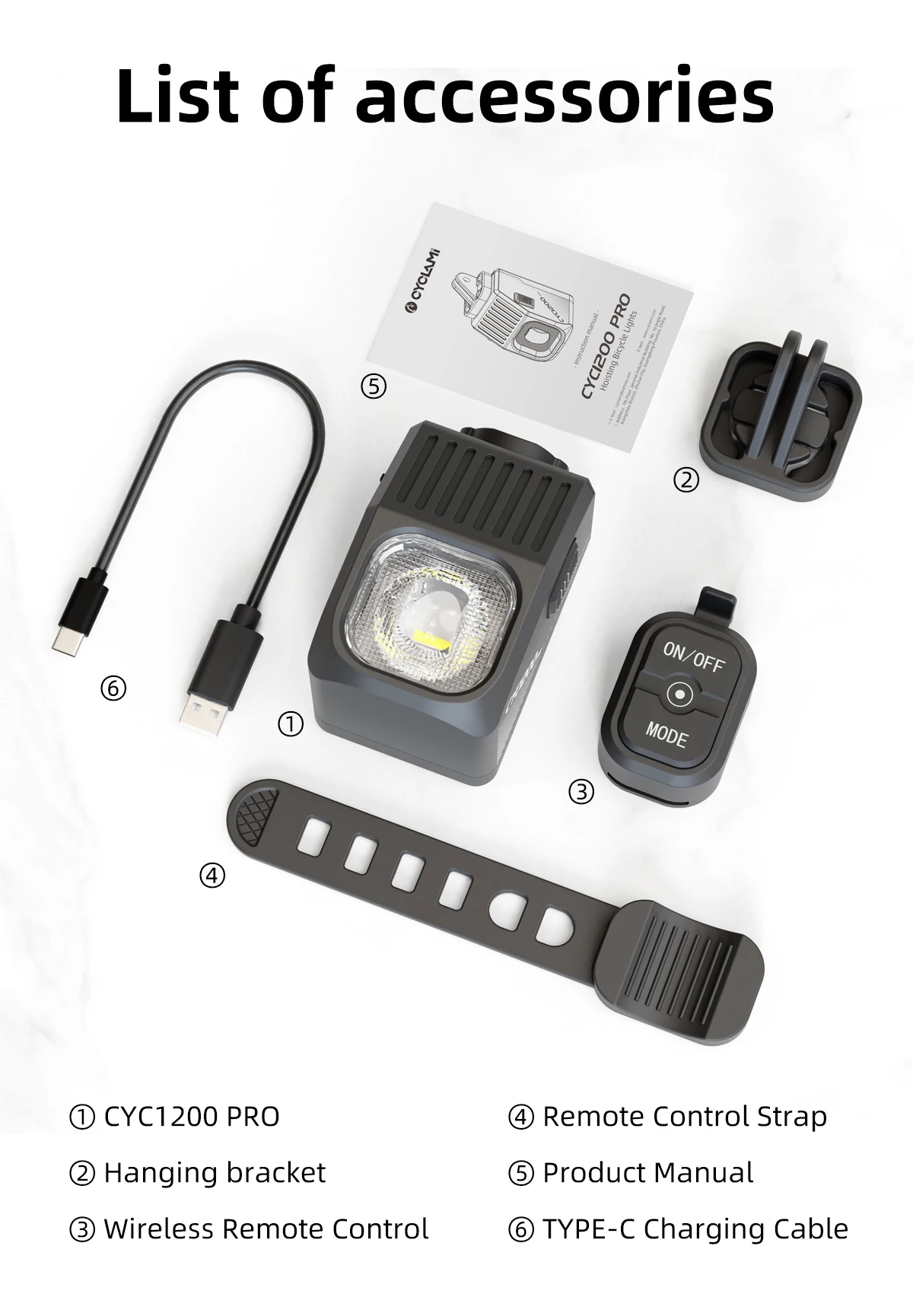 Wireless Remote Suspended Bike Headlight 1200 Lumens Cut-off Line Front Head Lamp Aluminum Alloy Road Mountain CYCLAMI 1200 Pro