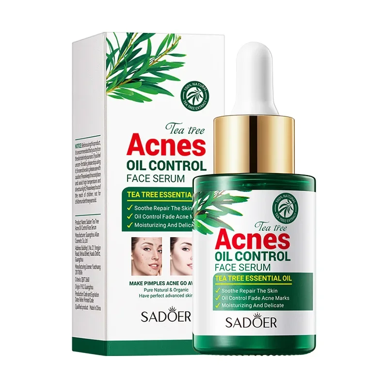 SADOER Tea Tree Oil Control Hydrating Face Serum Shrink Pores Moisturizing Smooth Firming Brighten Skin Beauty Skin Care