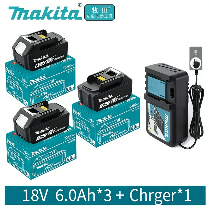 

2026 Original Makita 18V 6.0Ah battery, for Makita BL1830， BL1830B， BL1840 ，BL1840B ，BL1850 BL1860B power tools battery
