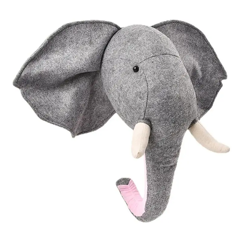 Elephant 3D Animal Head Wall Mount Children Stuffed Toys Kids Room Wall Home Decoration Accessories Birthday Gifts