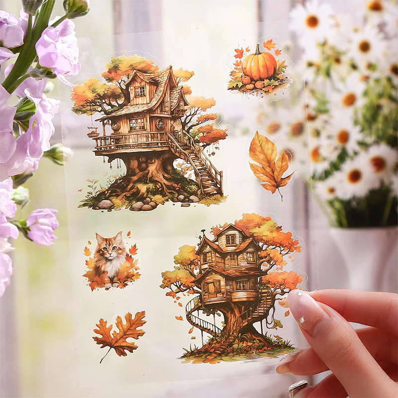 20 pcs PET Stickers book Vintage Log cabin Decorative handmade Scrapbooking Material Diary Album Craft Supplies