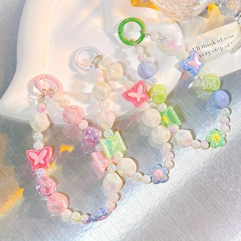 Color Dopamine Handheld Phone Case Chain Female Earphone Bag Keychain Pendant