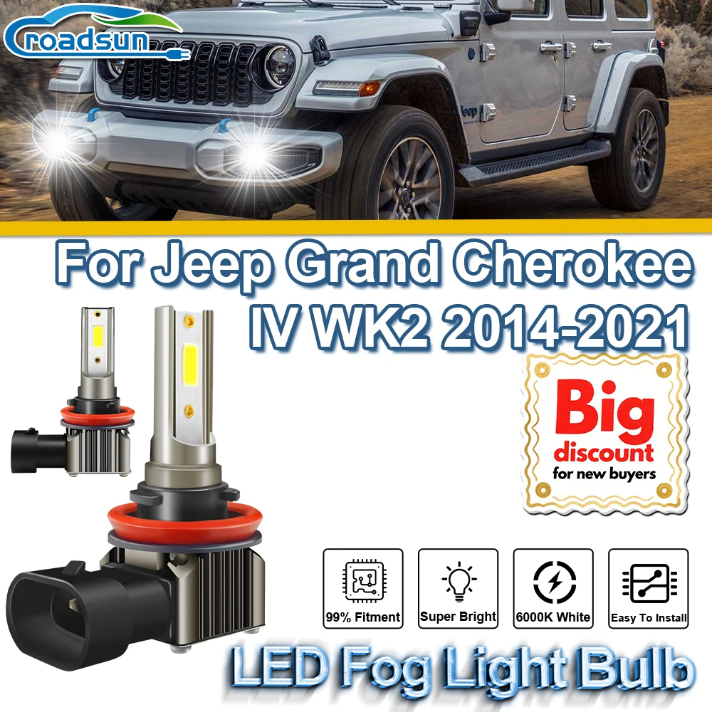 

ROADSUN For Jeep Grand Cherokee IV WK2 2014 2015 2016 2017 2018 2019 2020 2021 2X Car LED Fog Light Ampoule Canbus Fog Lamp Bulb