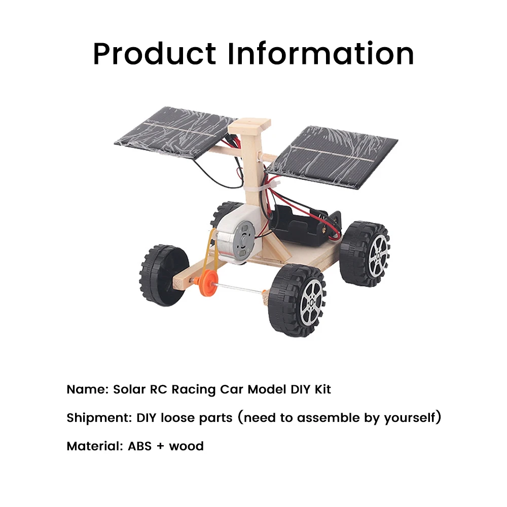 Wooden DIY Solar Remote Control Racing Car Model Diy Maker Kit Children\'s Assembly Creative Toy Gift Science Project