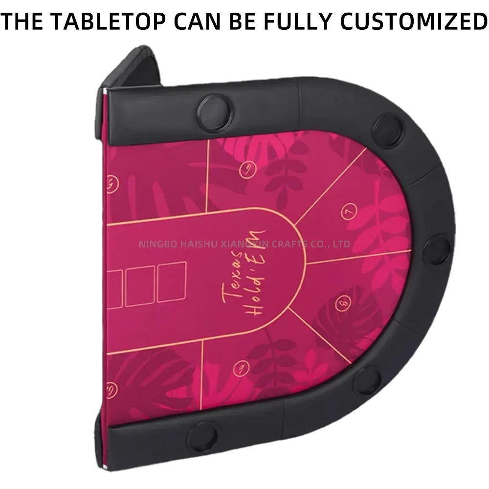 Factory Wholesale Portable Foldable 10 Player Folding Poker Table Top for Indoor Sports and Poker Games