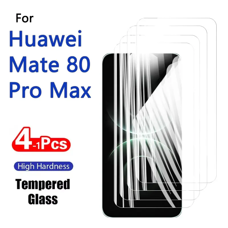 1–4 Stück Displayschutzfolien für Huawei Mate 80 Pro Max, gehärtetes Glas, Kristall, hohes Aluminium, kratzfest, freundlicher Fingerabdruck