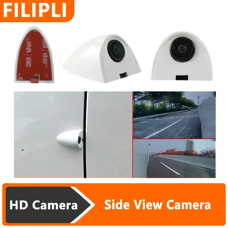 FILIPLI Car Blind Spot Camera Night Vision Waterproof Parking Assistant Side View HD Wide Angle 3M Stick-on for Cars SUV 12V DC