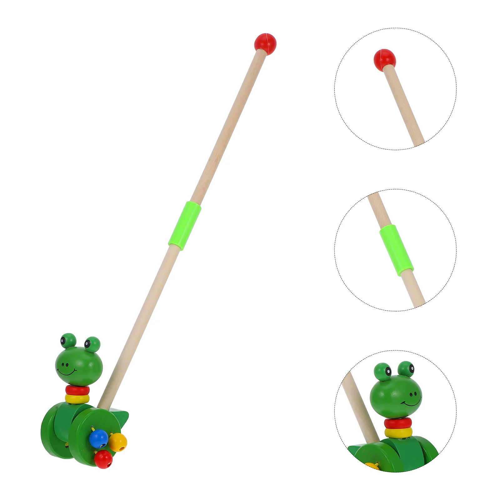 Baby Pushing Cart Toys Cartoon Animal Carts Toy Baby Walker Wooden Carts Toys Push Rod Cart Toys (Frog)