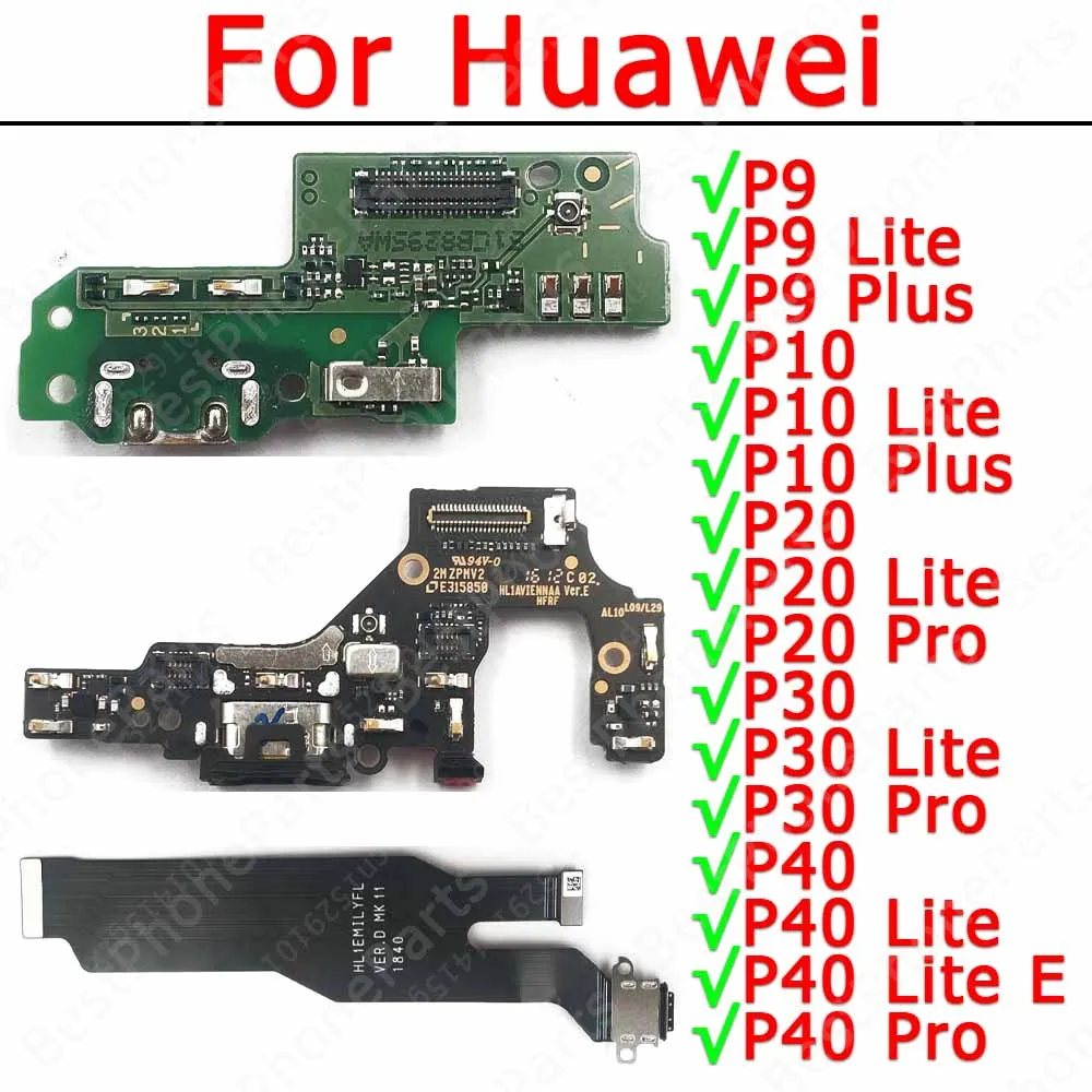 For Huawei P10 P9 Plus P40 Lite E P30 Pro P20 Charging Port Charge Board Plate Usb Connector Pcb Dock Flex Spare Parts