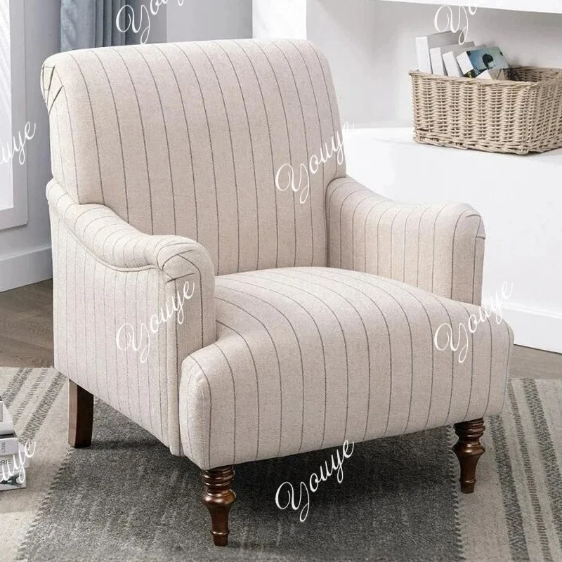 

American country living room fabric single sofa chair retro balcony home leisure chair lazy and comfortable