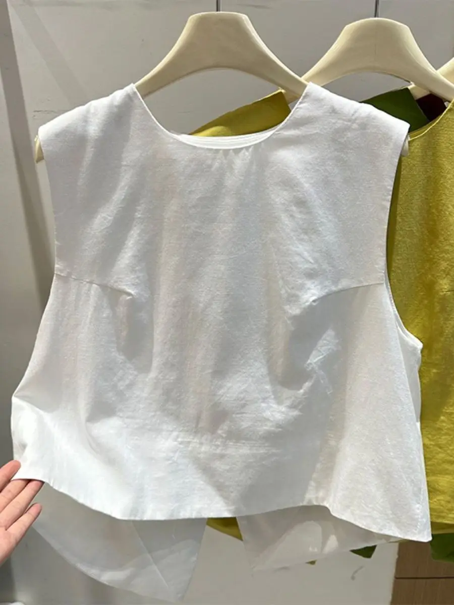 

Белый топ Svel, женский летний топ 2025 года, новый свободный внутренний топ, базовый илт Ba, жилет с разрезом, майка для поездок на работу, простой свободный крой