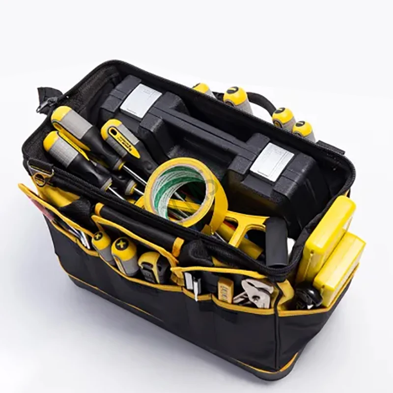 Plastic Bottom Tool Bag Yellow Big Size Large Capacity Waterproof Wear Resistant 23in Electrician Tool Bag Organizers Workbox