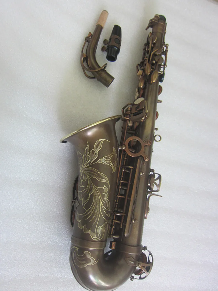 New High Grade Antique Finish Eb E-flat Alto Saxophone Shell Key Carve Pattern Sax Instrument With Case Other Aeccessaries