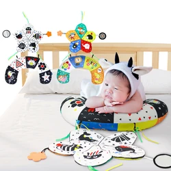 Baby Pillow Tummy Time Toy Black And White Lying Pillow High Contrast Double-Sided Sensory Toy Newborn Head-up Training Pillow