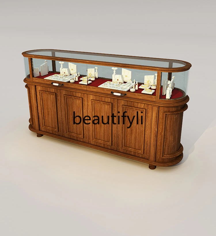 Clothing store oval Nakajima jewelry cabinet Nakajima exhibition table retro glass side cabinet display booth customization