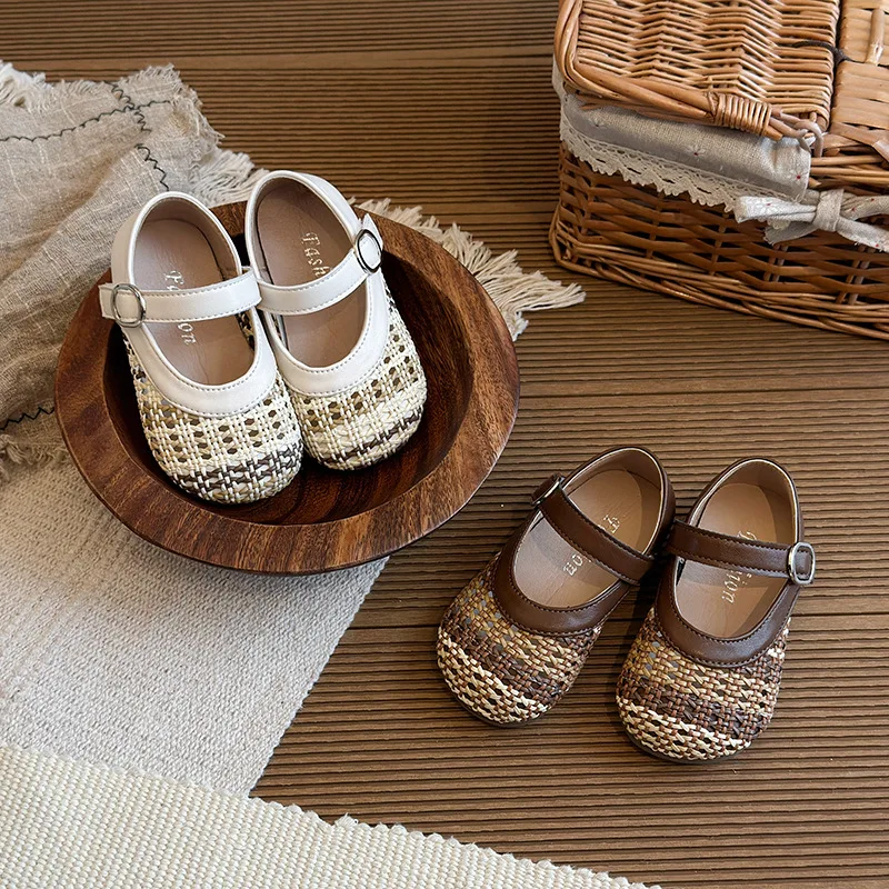 

Детские туфли для девочек «Принцесса» с круглым носком, плетеные, на мягкой подошве, весна 2026, новые детские теннисные туфли с круглым носком, мягкие