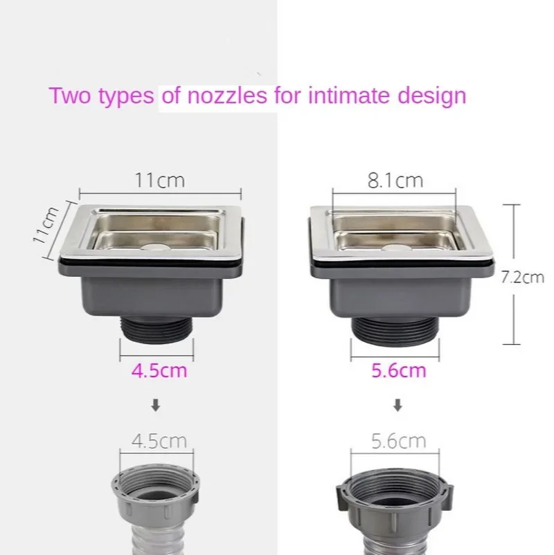 Égouttoir carré en acier inoxydable pour évier de cuisine, proximité ins SZelfilter, tuyau dépistolet ant, flporcelaine avec kit de tuyau de trop-plein de bassin