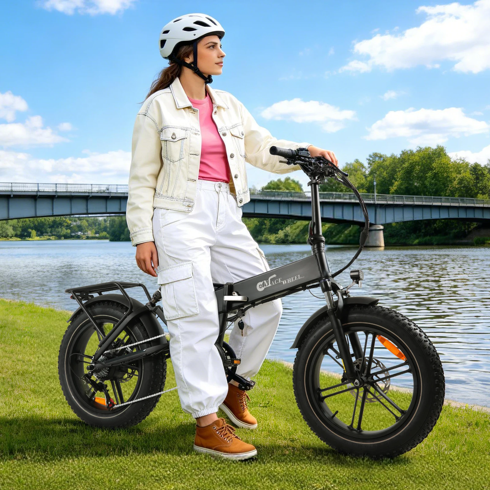 

CMACEWHEEL RX20mini Electric Mountain Bike for Adults 48V 15Ah Battery 40KM Removable Range 20' Fat Tire Electric Bike