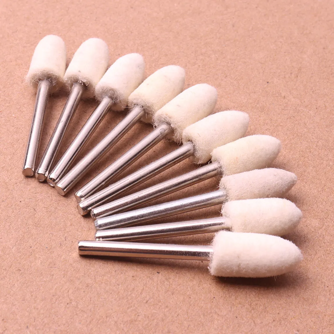 

10Pcs 4/6/8/10/12mm Head 3mm Shank Wool Felt Polishing Buffing Wheels Grinding Pad for Dremel Grinding Wheel Rotary Hand Tools