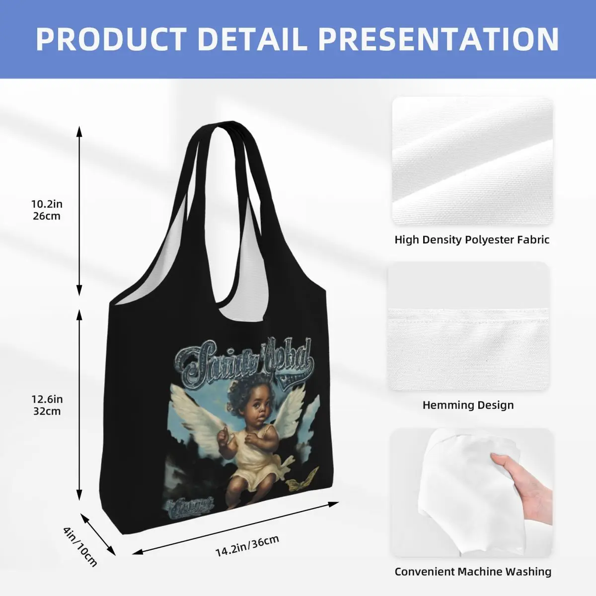 Angelic Spirit Global Large Capacity Canvas Tote Bag Single Shoulder Work Commute Bag For Women Eco-Friendly Shopping Bag