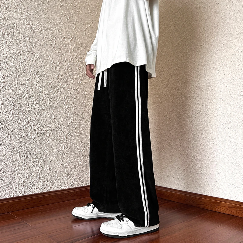 

Мужские спортивные брюки из европейского хлопка, плотные, свободного кроя, с широкими штанинами, в американском ретро-стиле, для повседневной носки