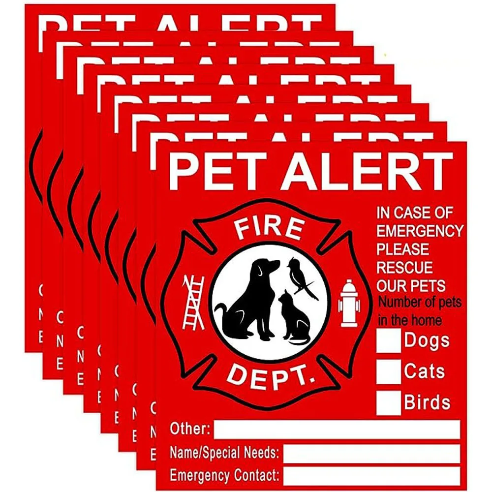 4*4.5inch Pet Alert Safety Fire Rescue Stickers In Case of Fire Notify Rescue Personnel to Save Pets Pet Inside Alert Sticker