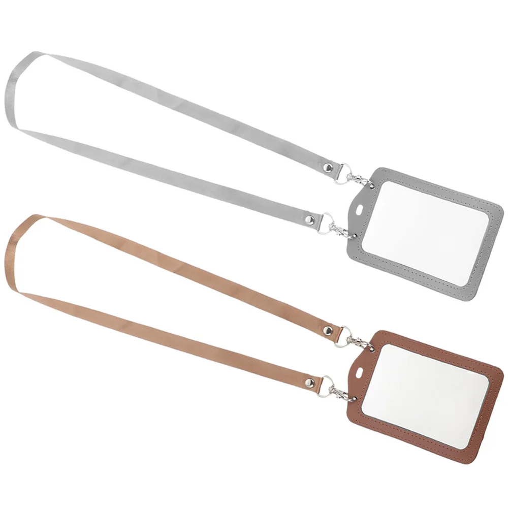 

2pcs Clear Card Sleeves ID Badge Holder Work PU Covers Ribbon Aluminum No Burrs ganize Game Cards Photos Collectibles