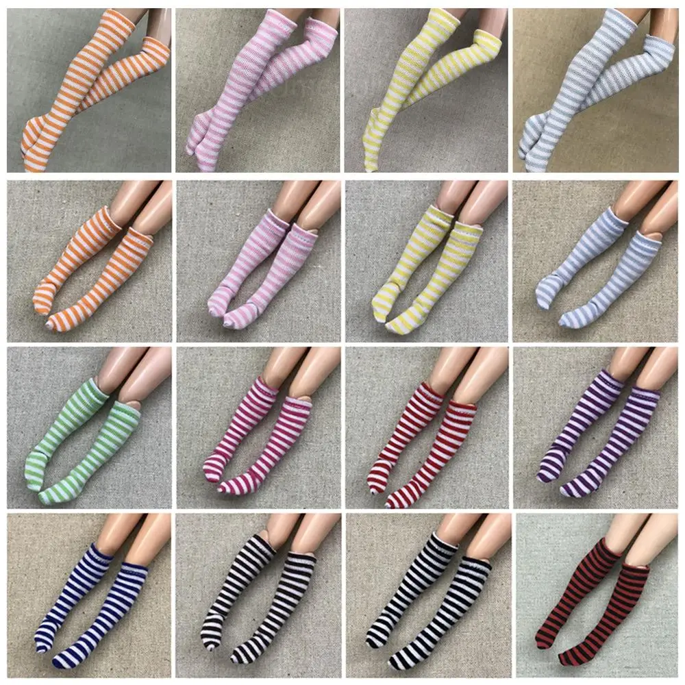 

Модные украшения для кукольного домика, детские носки в полоску для девочек, аксессуары для одежды, чулки 1/6, рождественский подарок