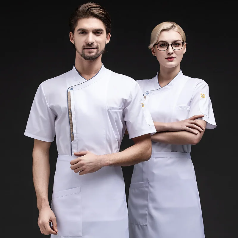 Veste de cuisine pour hommes et femmes, salopette de travail, à manches courtes, pour Chef cuisinier, Restaurant, hôtel, restauration, outils de cuisine