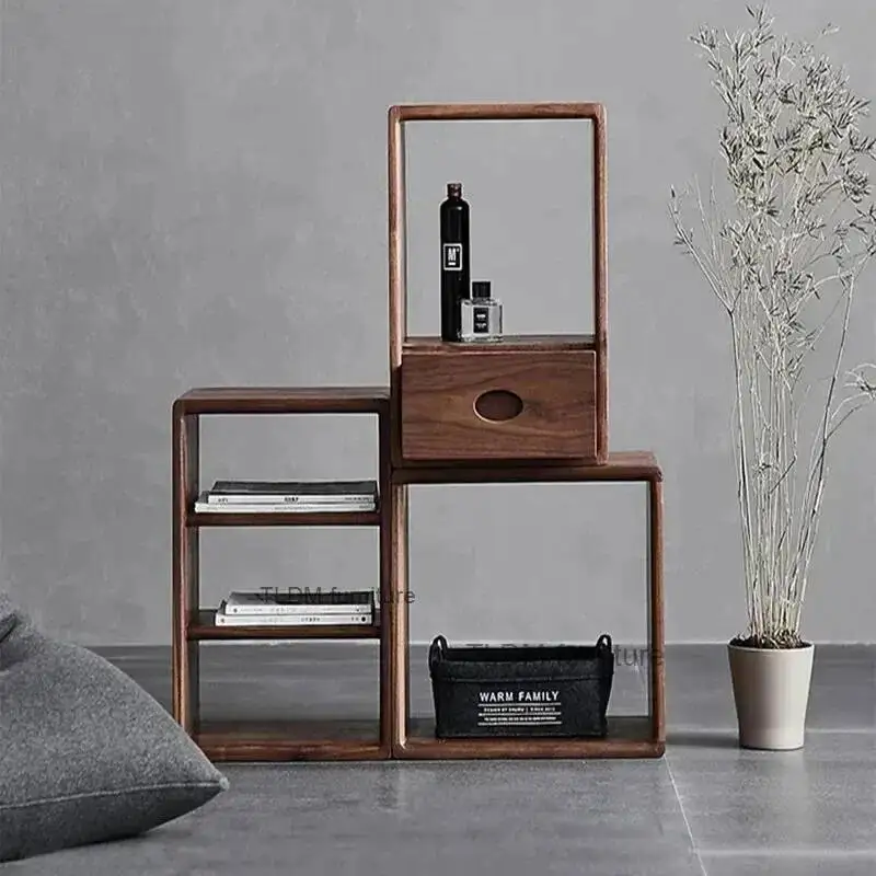 Shelf Creative Japanese Corner Bookcase for Room Small Combination Display Unique Bookcases Solid Wood Rounded for Coffee Shop