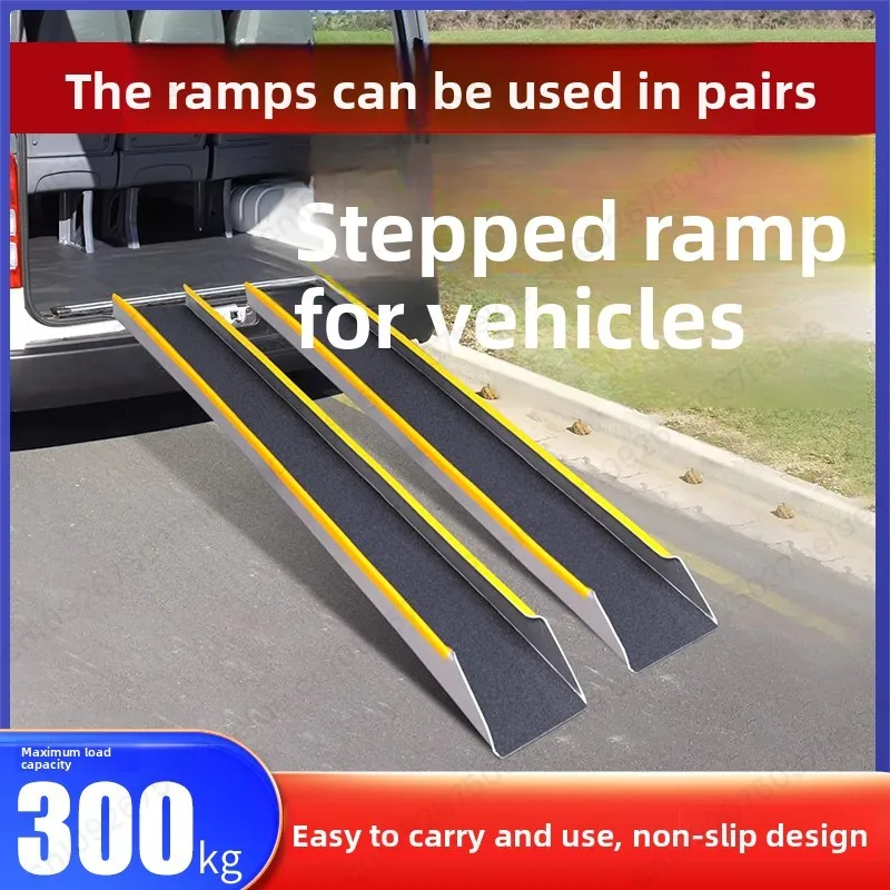 Folding ramp for electric vehicles, motorcycle loading and unloading, barrier-free ramp