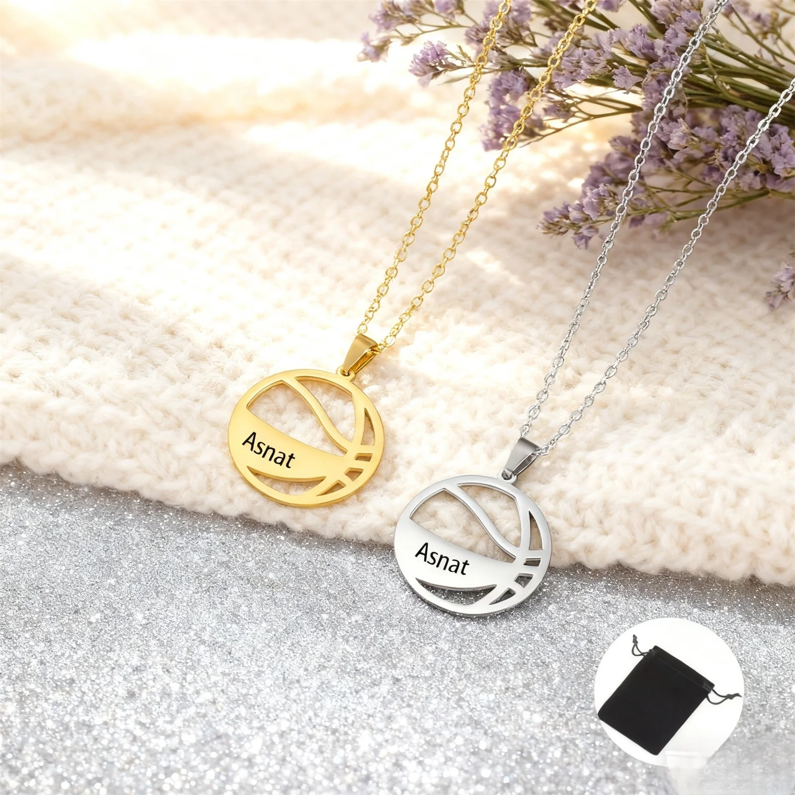 تخصيص اسم التاريخ كرة السلة الرياضة قلادة الفولاذ المقاوم للصدأ شخصية مخصصة هدية عيد الحب