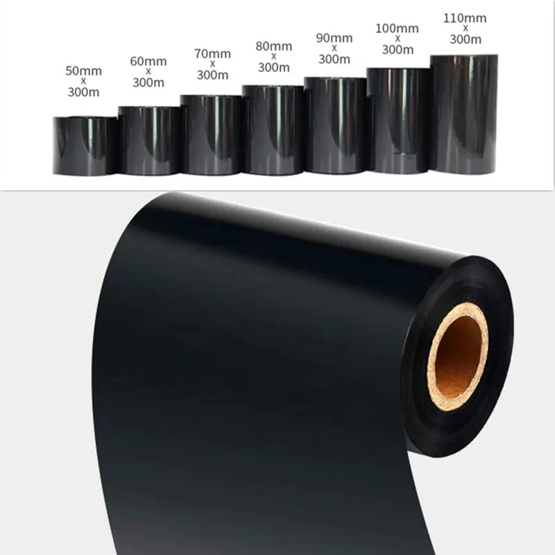 Wax Ink Ribbon 50 60 70 80 90 110mm for Heat Transfer Machine Warehouse Logistics Barcode Paper Copperplate Label Printing