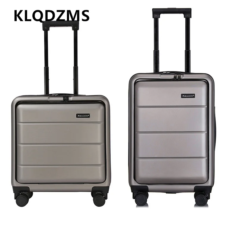 KLQDZMS ABS+PC Luggage Front Opening Laptop Boarding Case High Capacity Trolley Case 18