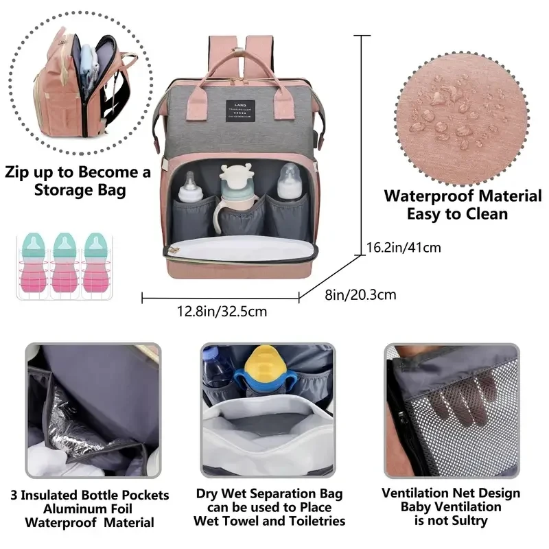 Mommy Bag Shoulder Bag Baby Diaper Bag Folding Crib Sunshade Mosquito Net Baby Stroller Hanging Bag Travel Outdoor