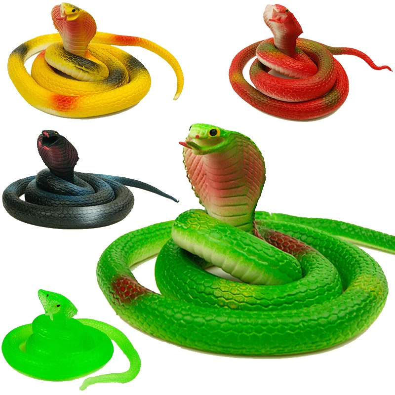 65-80cm Simulated Rubber Snake Cobra Viper Model Toy Halloween Gag Prank Toy Playing Jokes Prop