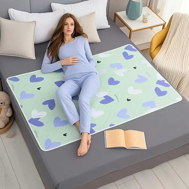 Washable & Reusable Anti-Slip Bed Protector Pad - Thick Durable Polyester Fiber Care Mat Design for Adults, Seniors & Pets