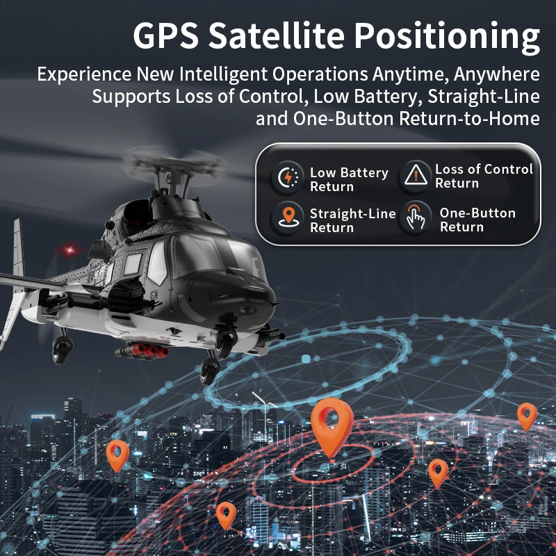 F02S Air Wolf 1/34 Armed Remote-Controlled Helicopter GPS Positioning Dual Brushless Motor Automatic Return Helicopter