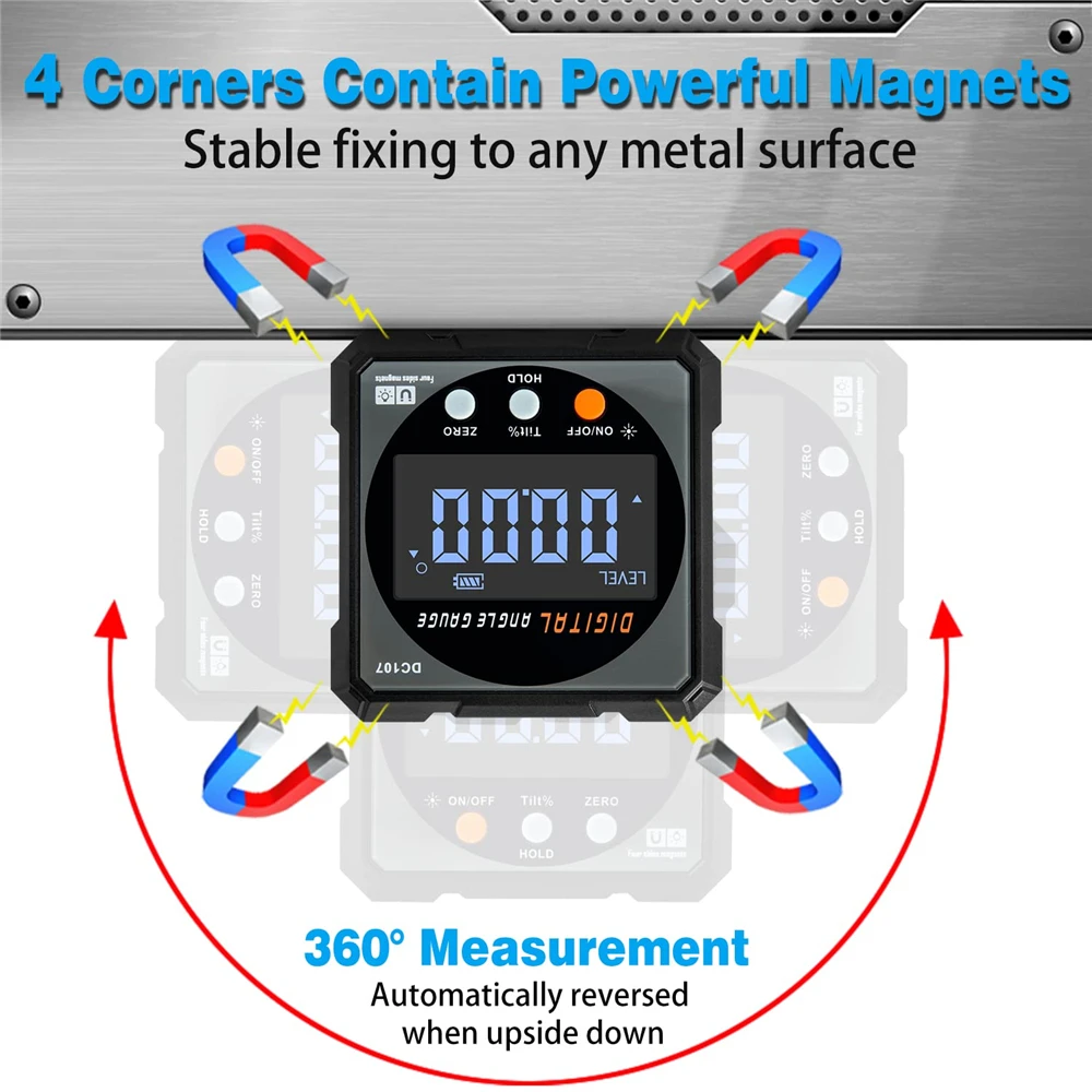 Laser Digital Protractor Inclinometer Protractor Laser USB Inclinometer Level Angle Finder Goniometer Magnet Tilt Measuring Tool