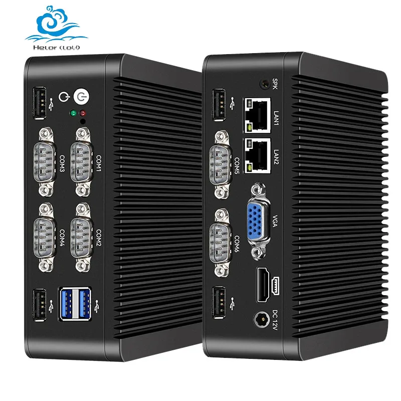 Intel Celeron J4125 Mini PC Barebone Kit DDR4 Support Linux WIFI 4G LTE Computer for Industrial with 2xRJ45 LAN 6xRS232 1xHDMI
