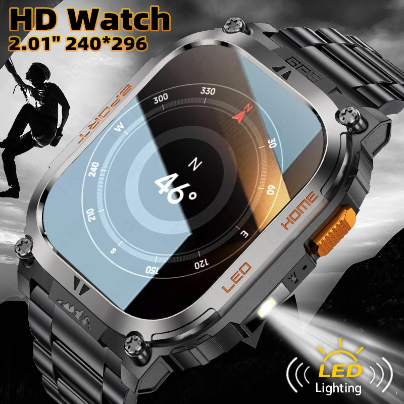 

2026 New 630mAh Battery Military Grade Smart Watch Men IP68 Waterproof 100+Sport Mode Bluetooth Call AMOLED HD Smartwatches Mens