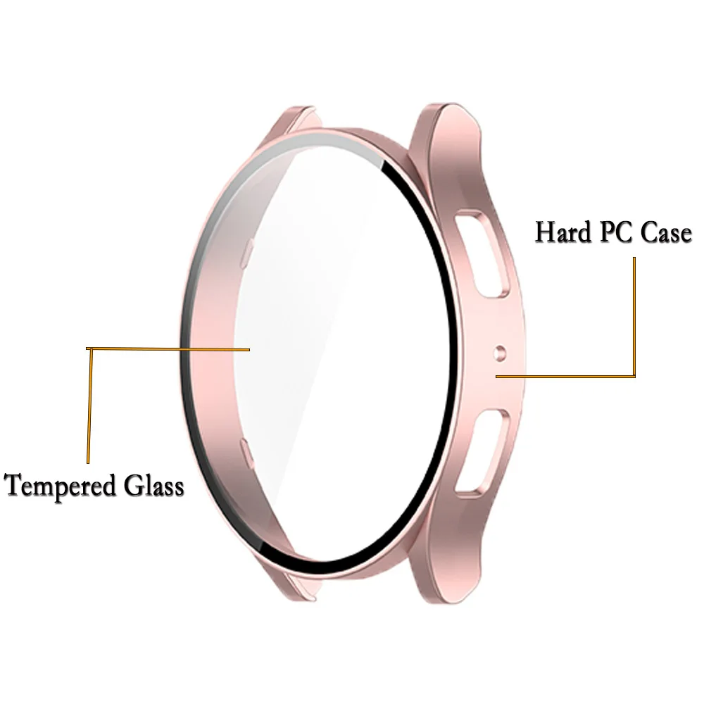 2 In 1 Watch Case For Samsung Galaxy 6 40/44mm Full Coverage Bumper PC Hard Case Cover With High-quality Tempered Glass